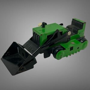 Vintage Early 1970’s Tonka Miniature Front Loader Bulldozer Green Pressed Steel